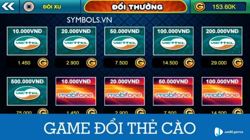 Game đánh bài online đổi thẻ cào đa dạng mệnh giá