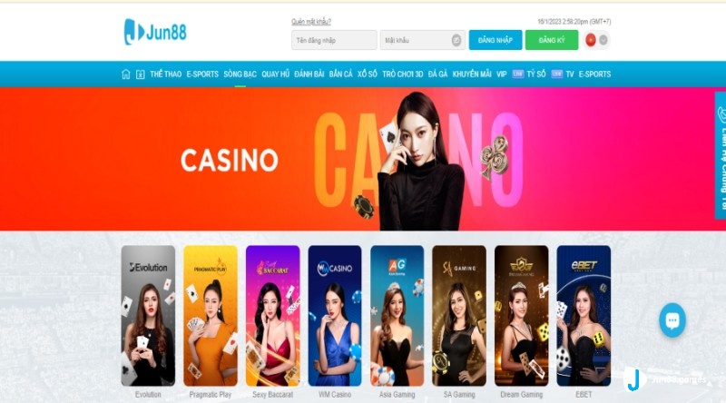 Các loại game cược casino trực tuyến có sẵn tại Jun88